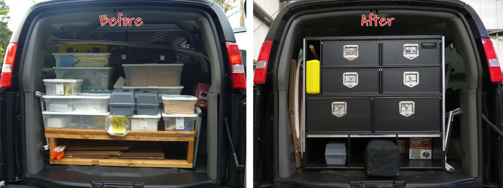 Custom Van Storage System Before & After